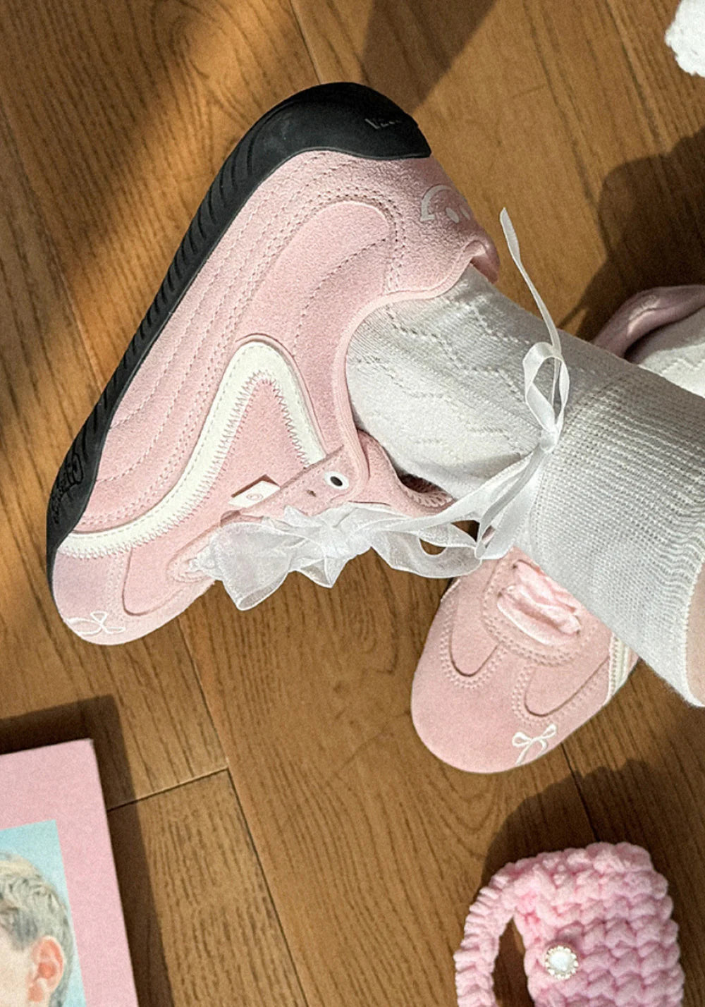 Hot dopamine retro pink shoes for women spring and summer new sneakers sports shoes
