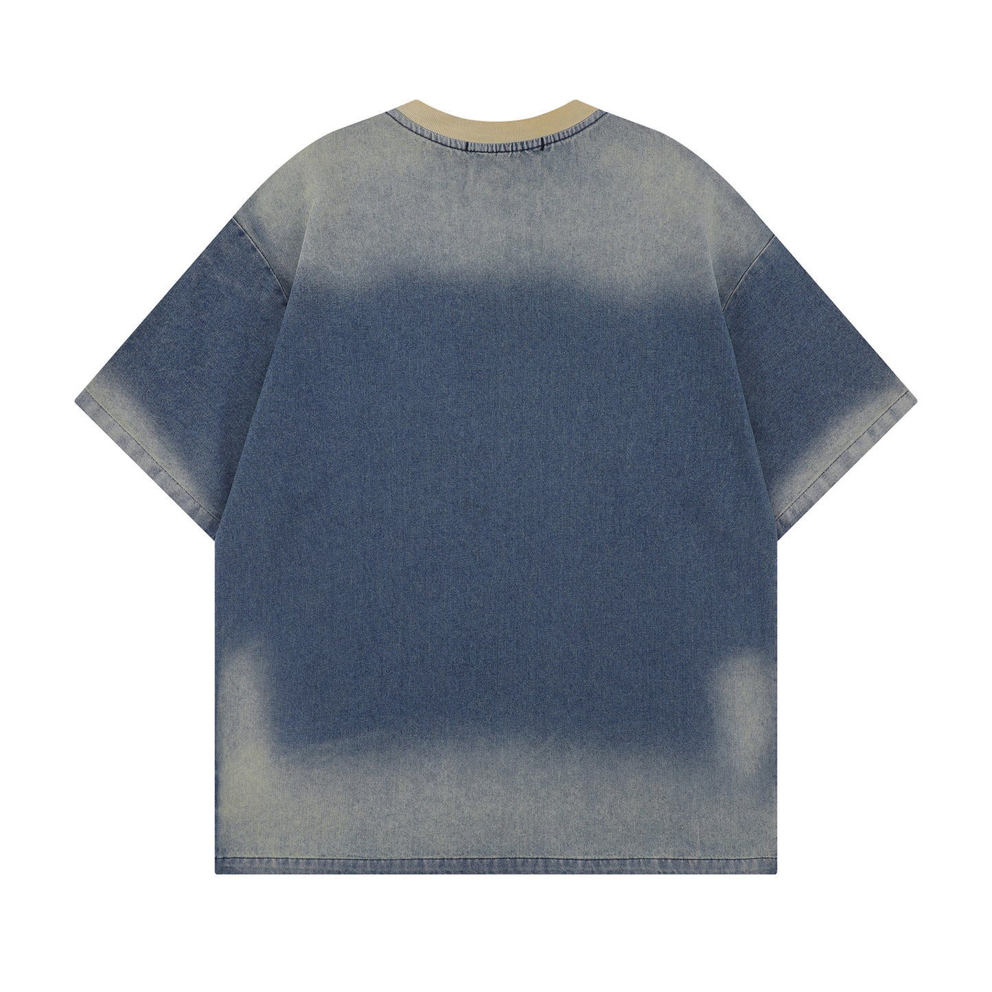 American retro washed denim short-sleeved T-shirt