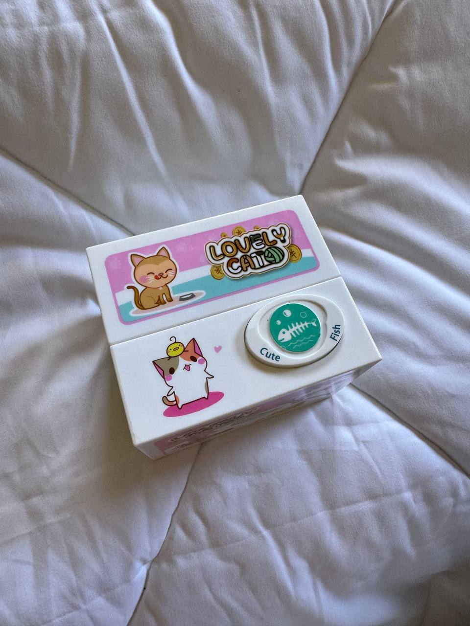 New White Cartoon Cat Electric Savings Cute Stealing Money Cat Greedy Money Eating Money Cat