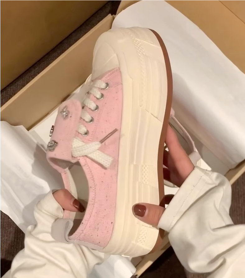 Thick-soled canvas for women low-top autumn and winter new style star shoes