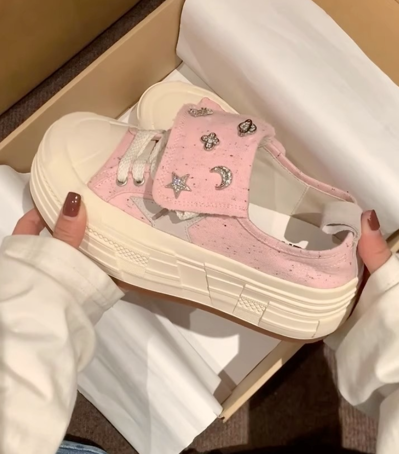 Thick-soled canvas for women low-top autumn and winter new style star shoes