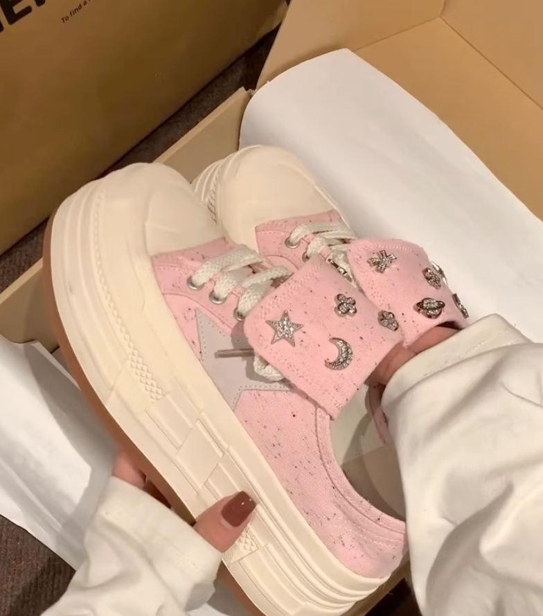 Thick-soled canvas for women low-top autumn and winter new style star shoes