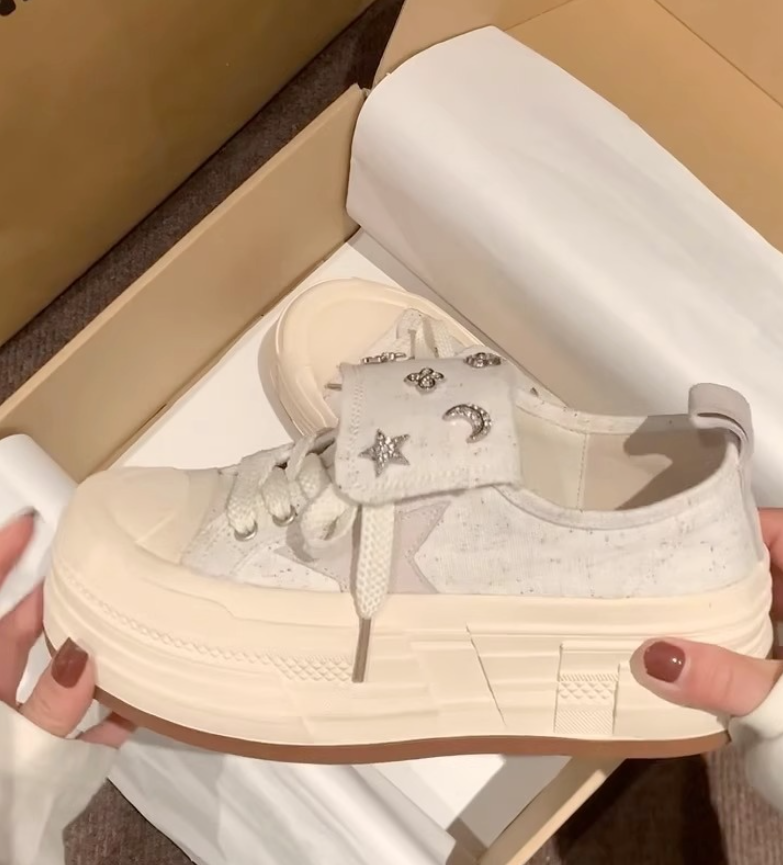 Thick-soled canvas for women low-top autumn and winter new style star shoes