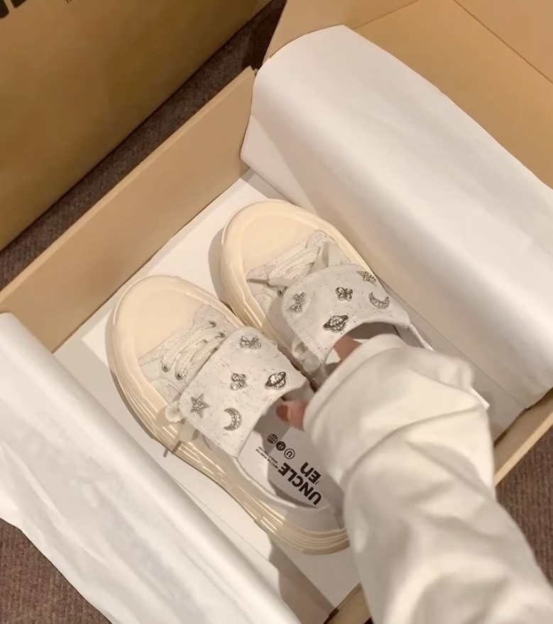 Thick-soled canvas for women low-top autumn and winter new style star shoes