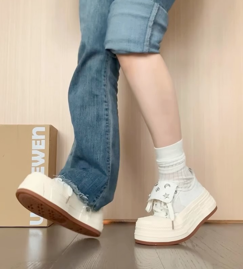 Thick-soled canvas for women low-top autumn and winter new style star shoes