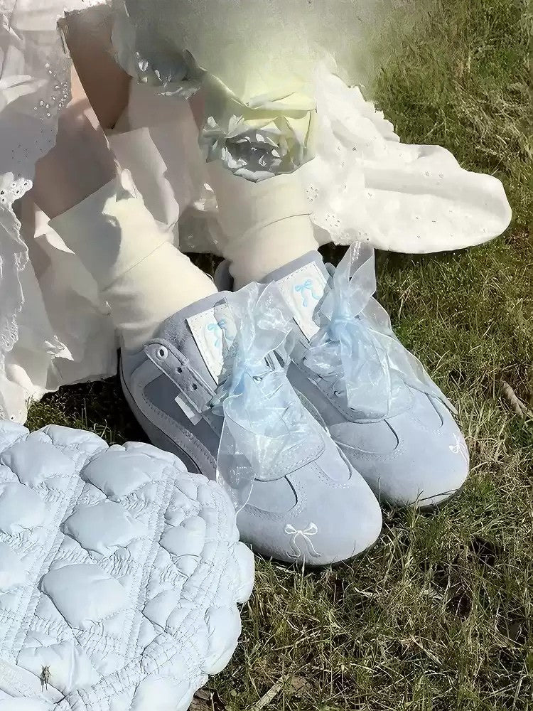 Retro Baby Blue Shoes Women All-match Racing Shoes