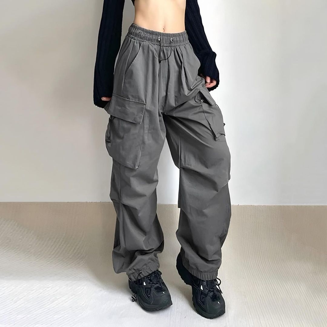 Smoked Extra Loose Cargo Pocket Baggy Trousers