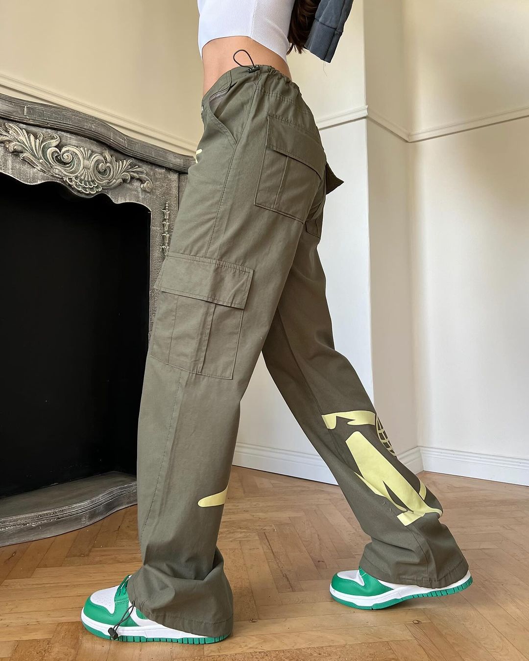 Khaki Minus Two Cargo Pocket Elastic Trousers
