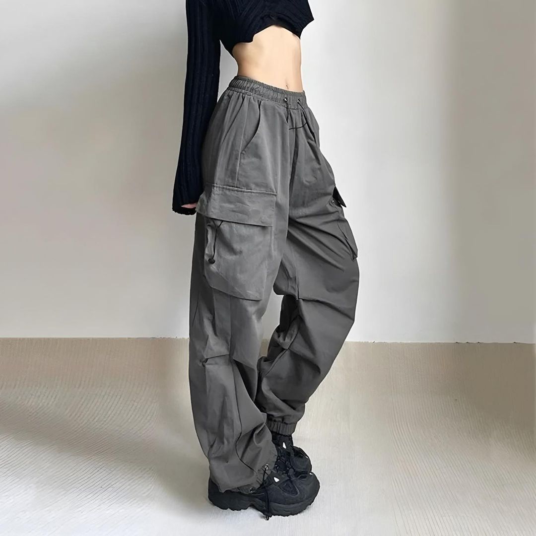Smoked Extra Loose Cargo Pocket Baggy Trousers