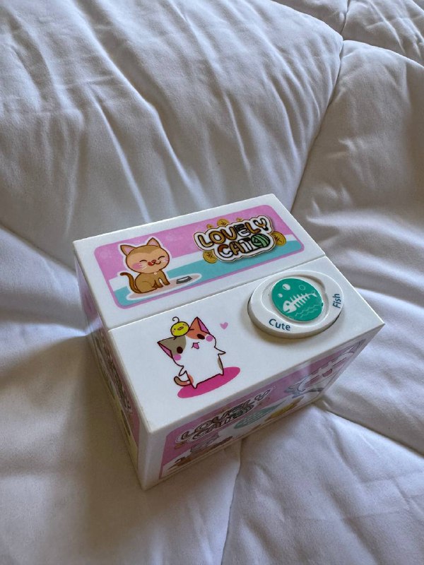 New White Cartoon Cat Electric Savings Cute Stealing Money Cat Greedy Money Eating Money Cat