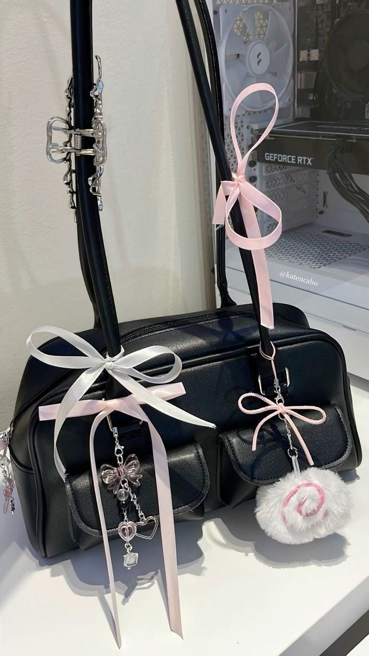 Ribbon bow new Boston shoulder bag