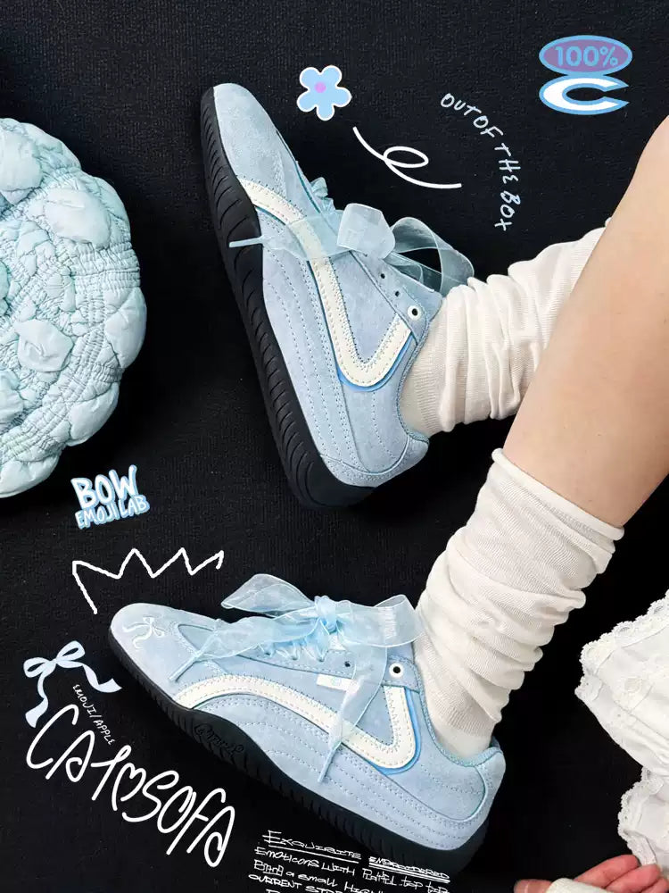 Retro Baby Blue Shoes Women All-match Racing Shoes