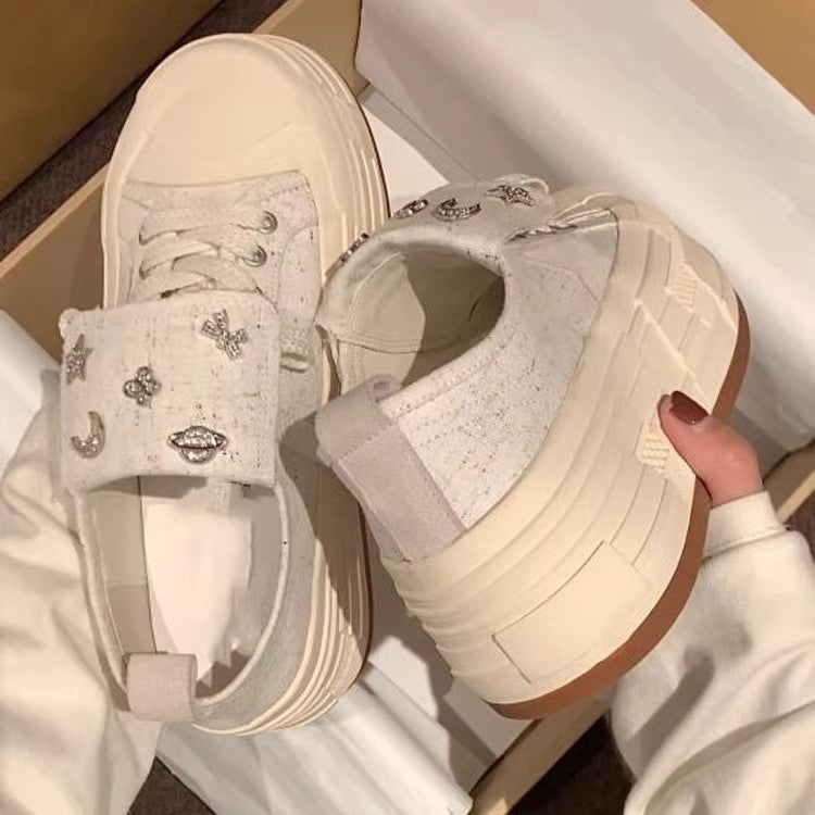 Thick-soled canvas for women low-top autumn and winter new style star shoes