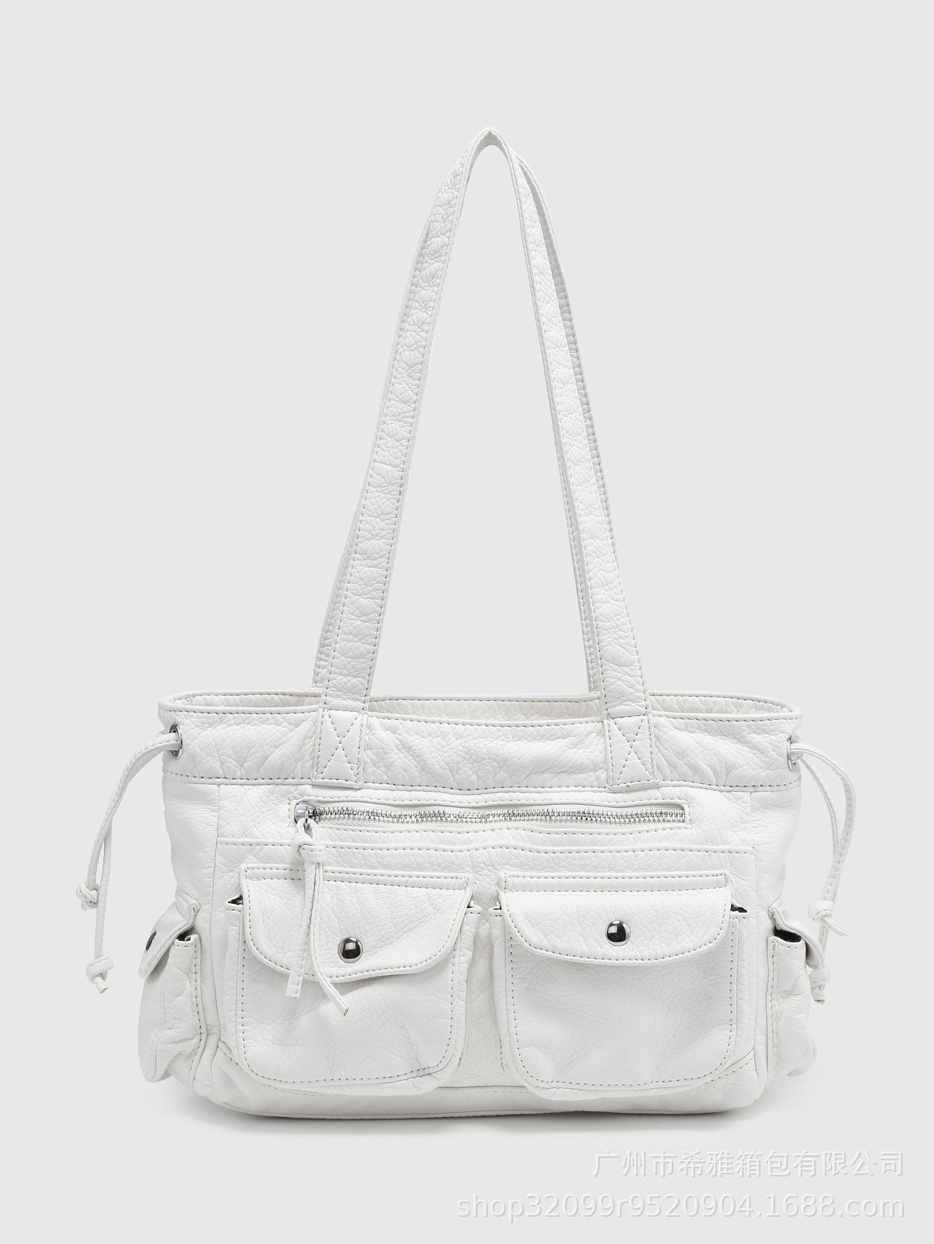 Washed gradient multi-pocket large shoulder bag