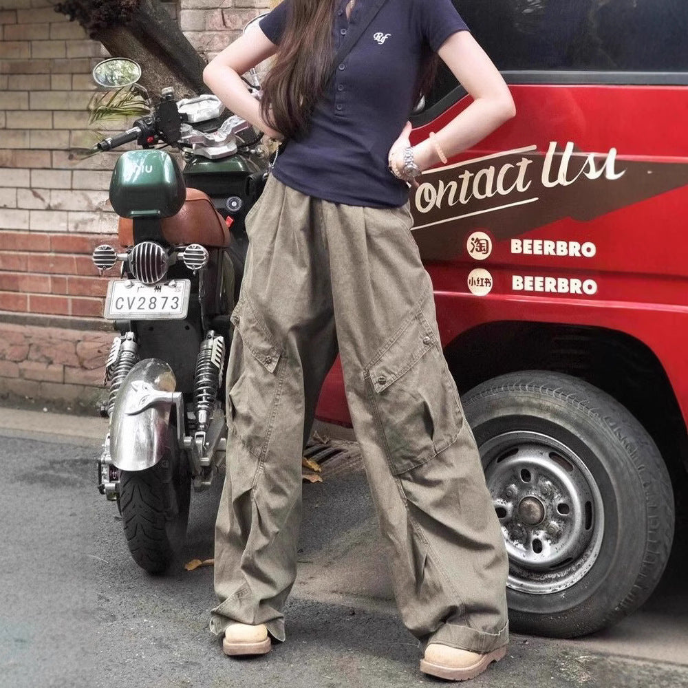 American high street retro overalls jeans