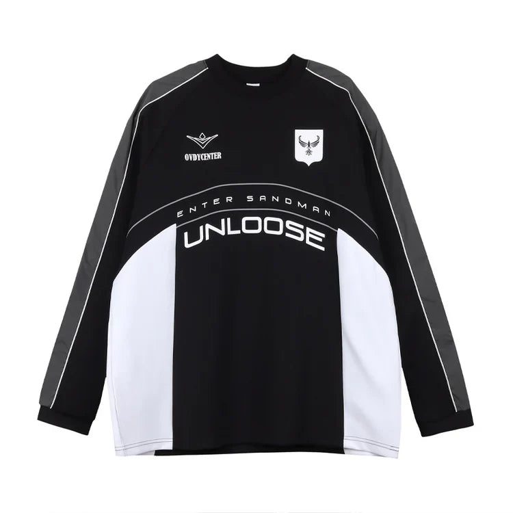 Retro Sports Style Racing Style Letter Dark Windbreaker Contrast Color Long