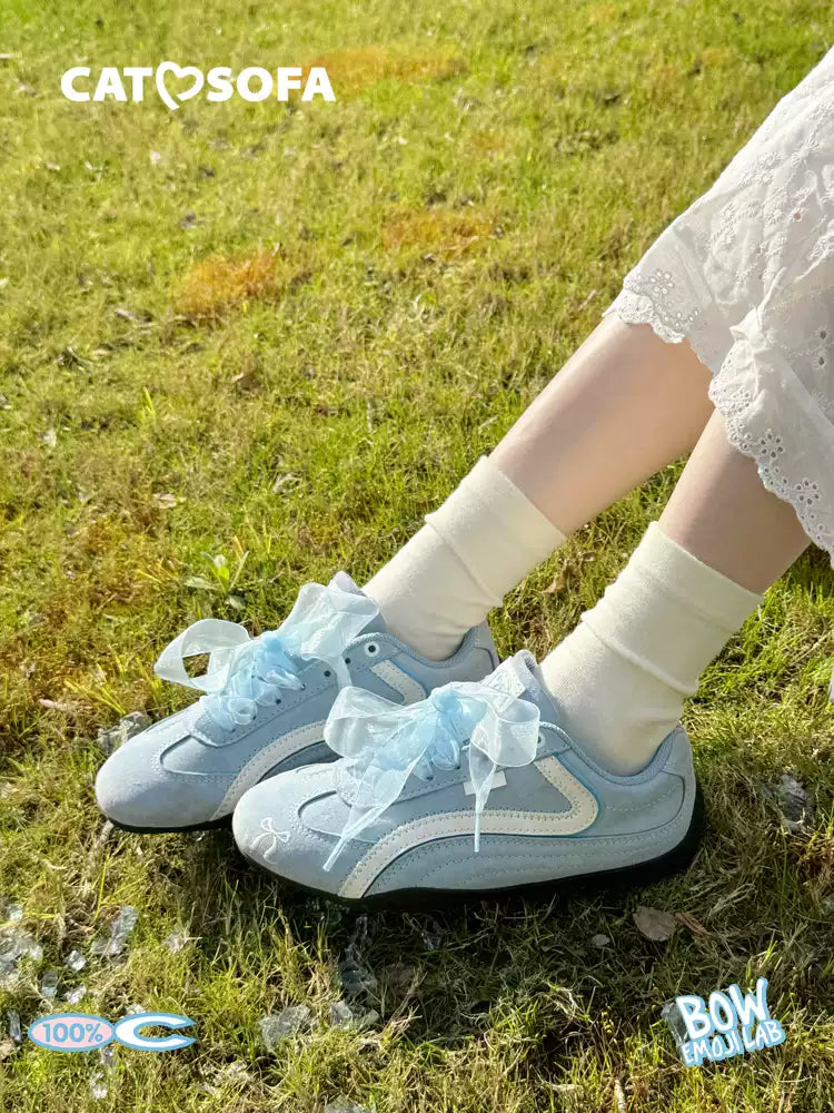 Retro Baby Blue Shoes Women All-match Racing Shoes