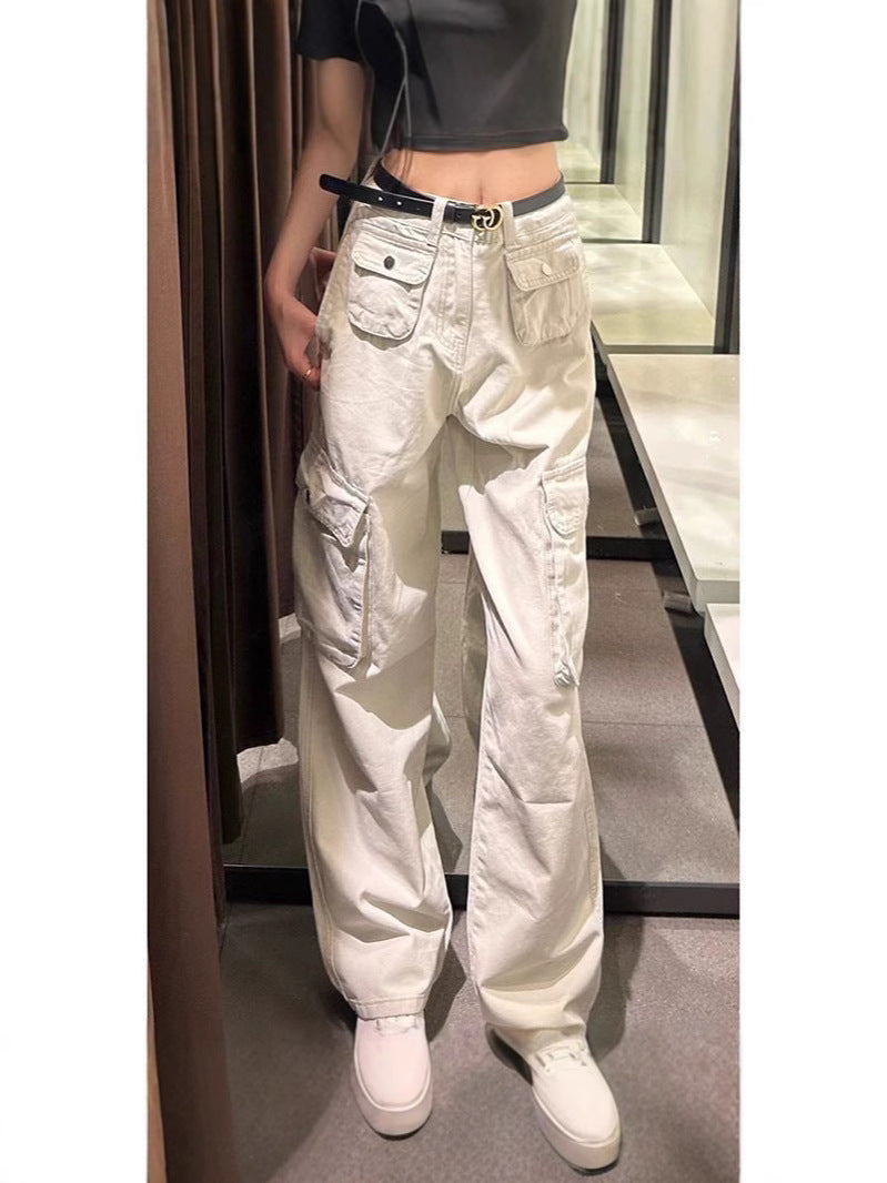 Pocket jeans for women wide-leg pants