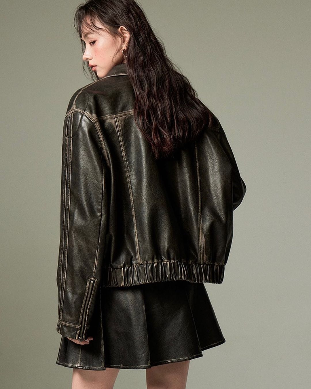 Black Bow Tie Leather Jacket