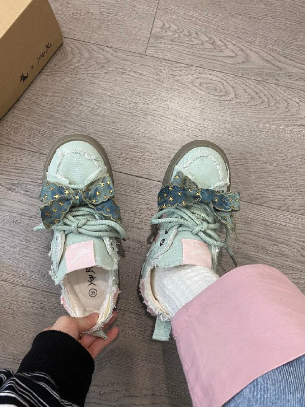 Canvas Shoes Thick-soled Mint Green Sneakers
