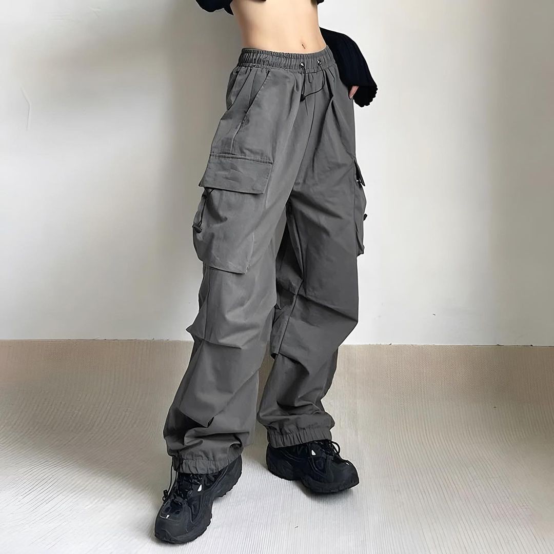 Smoked Extra Loose Cargo Pocket Baggy Trousers