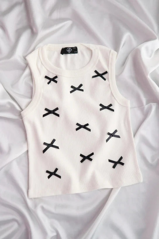 Black Bow Black Ribbon Crop