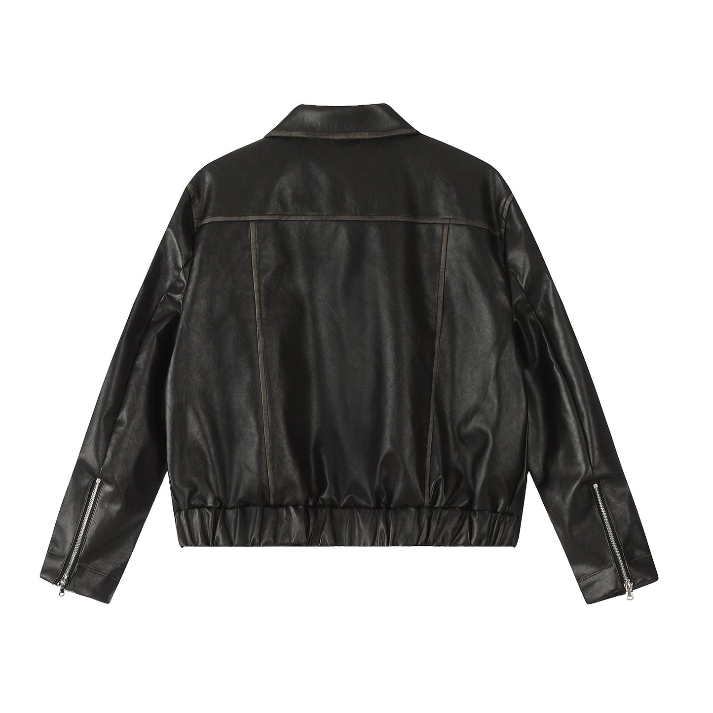 Embroidery Bow Faux Leather Jacket