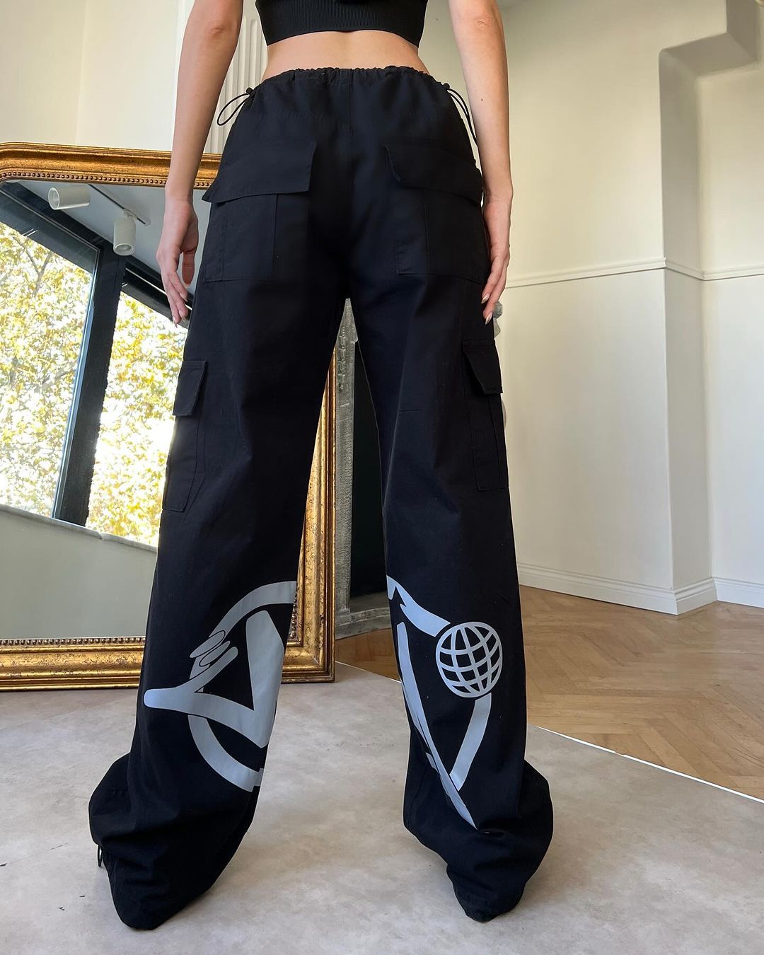 Black Minus Two Cargo Pocket Elastic Trousers