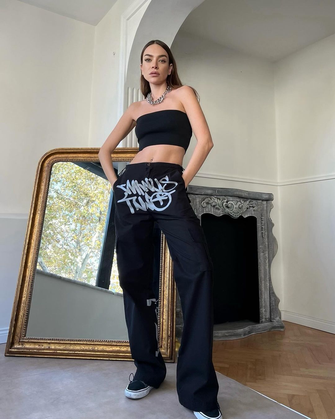 Black Minus Two Cargo Pocket Elastic Trousers