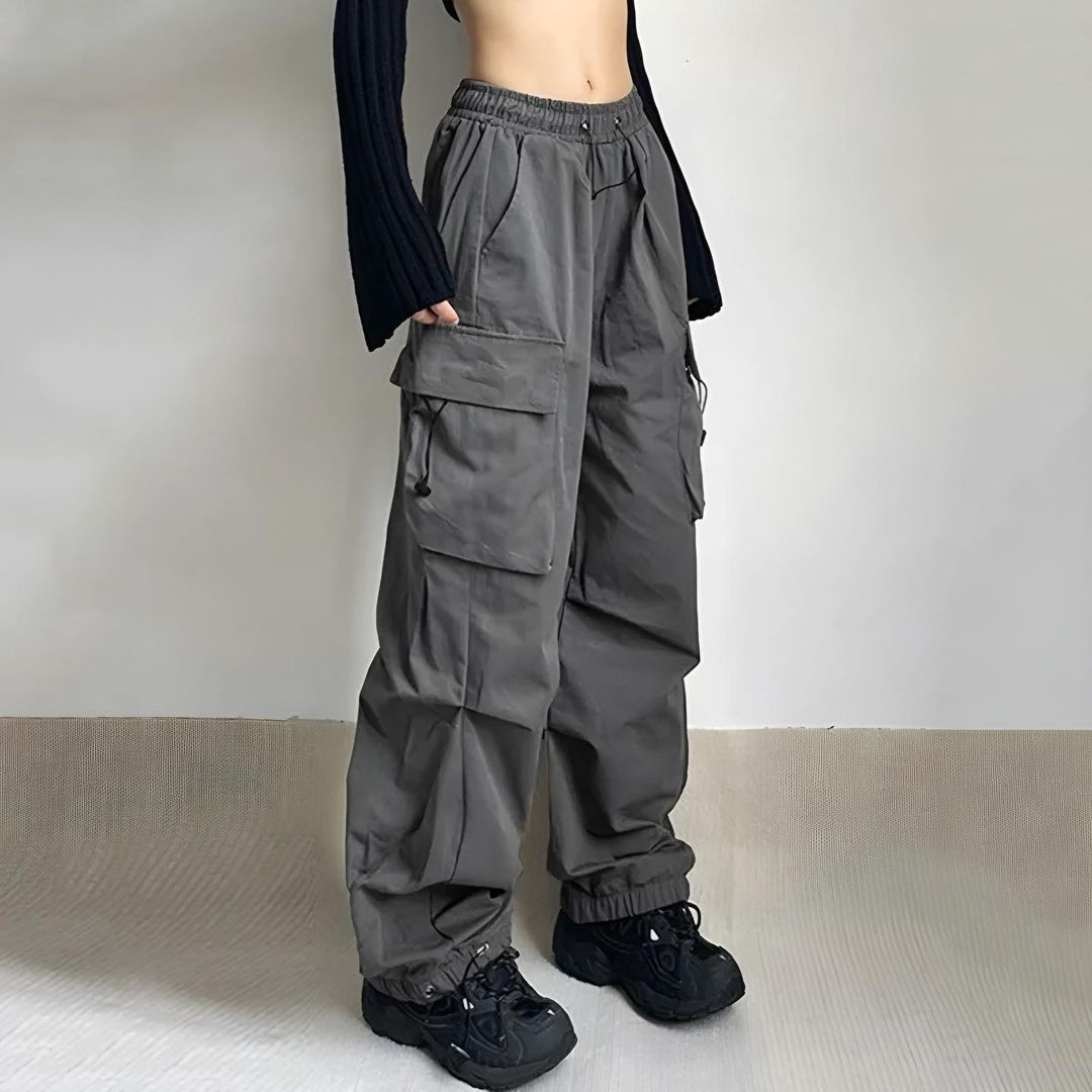 Smoked Extra Loose Cargo Pocket Baggy Trousers