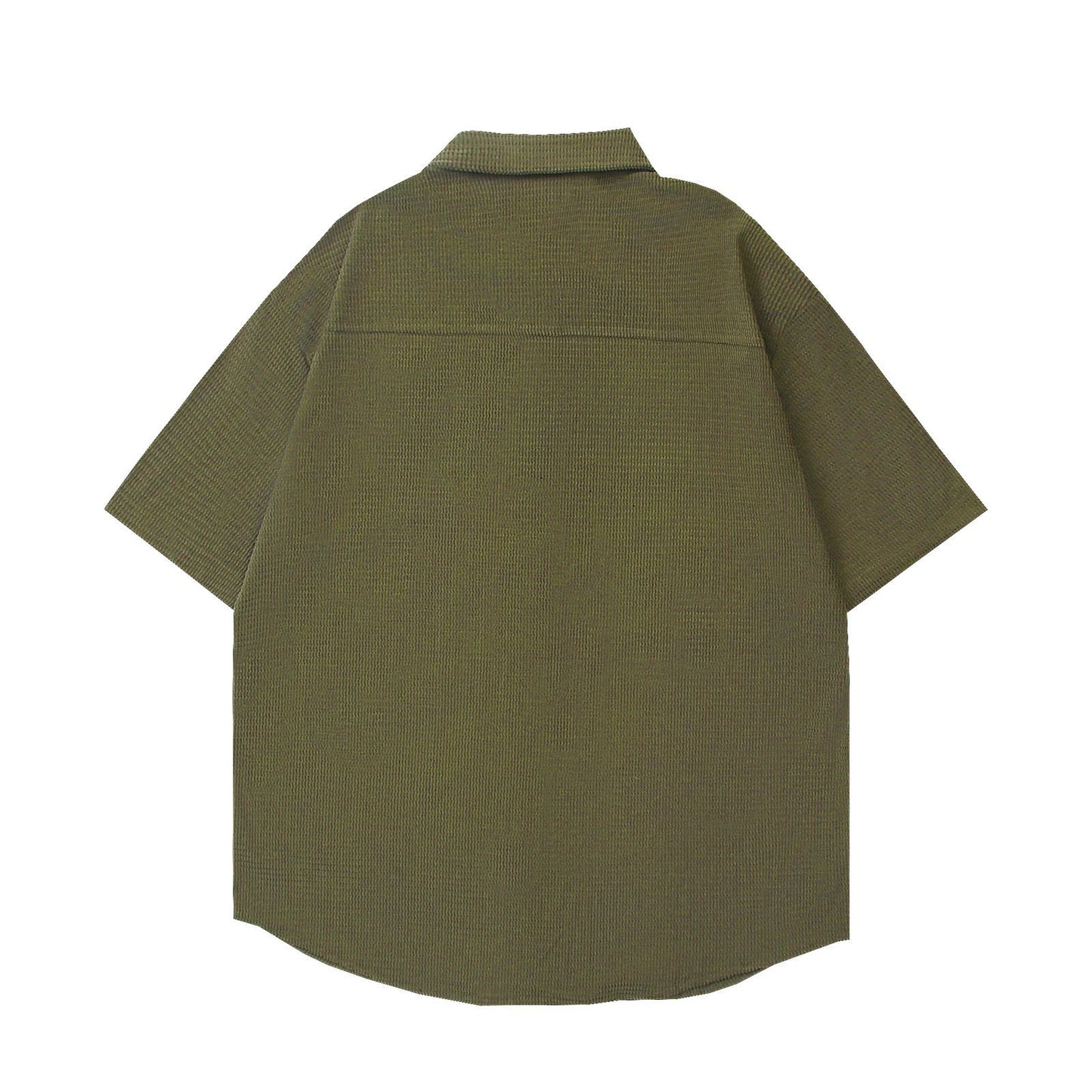 American retro cartoon embroidered short-sleeved shirt new casual tie shirt