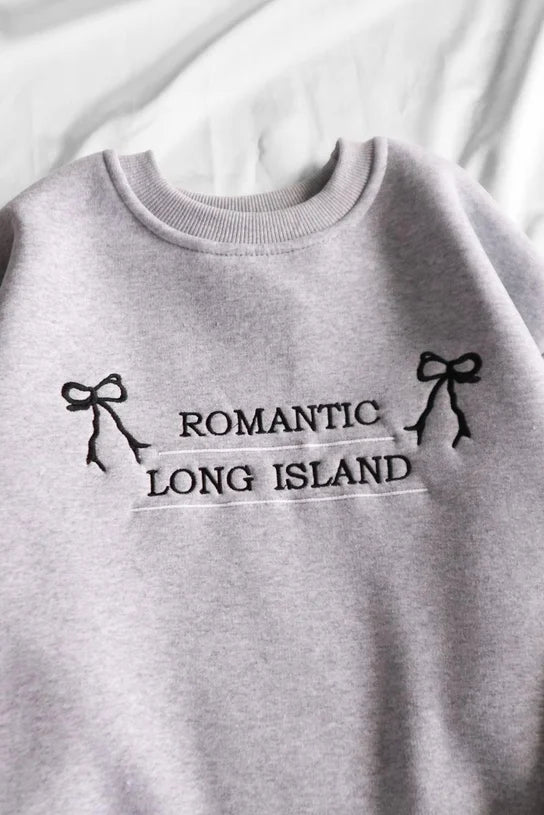 Gray Romantic Long Island 3 Thread Raised Sweatshirt