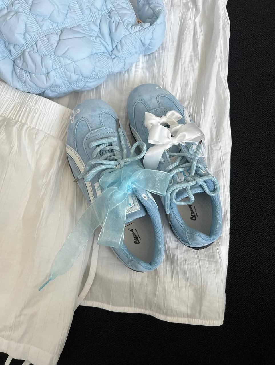 Retro Baby Blue Shoes Women All-match Racing Shoes
