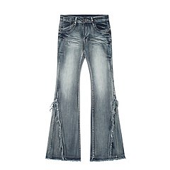 Raw Trim Splice Low Rise Flare Jeans