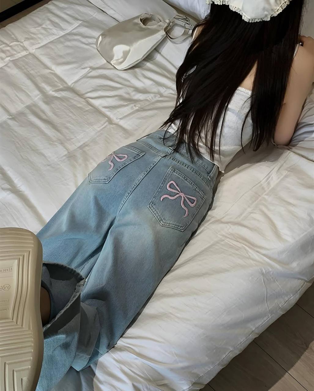 pink bow jeans