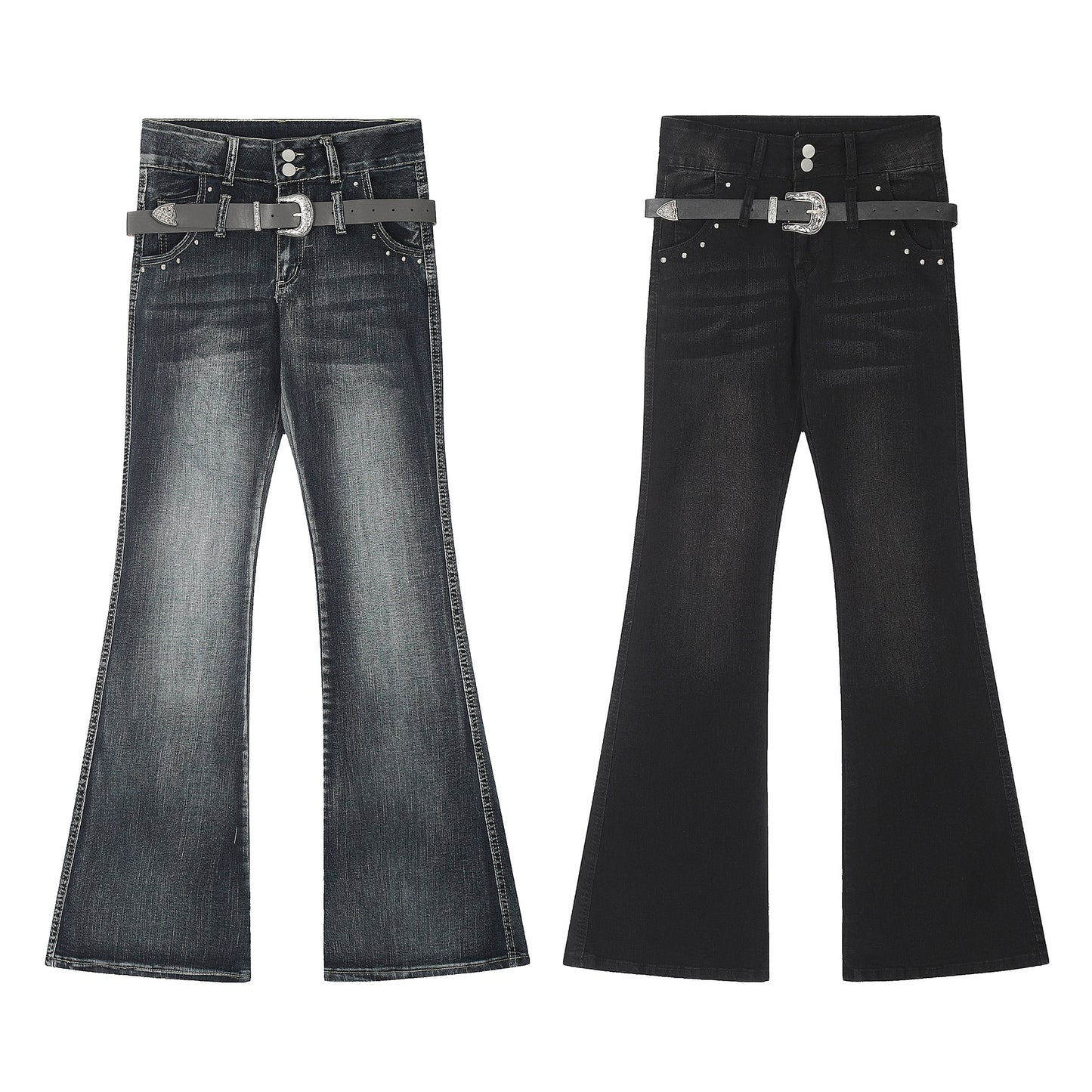 Flared jeans with studs in vintage