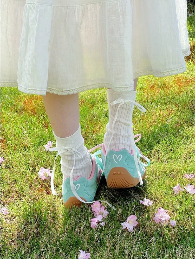 Retro Green Shoes Women All-match Racing Shoes