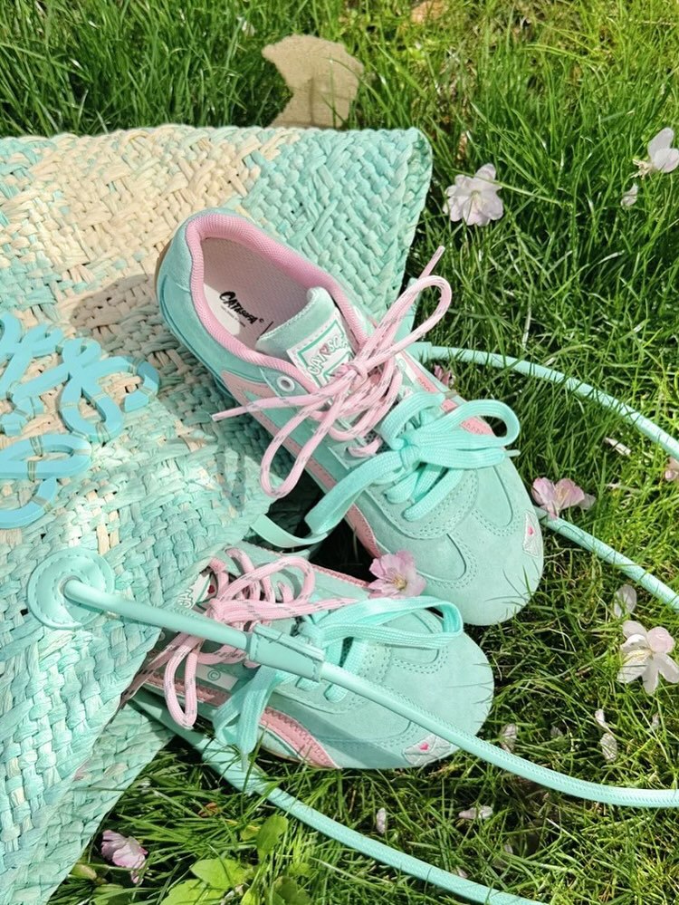 Retro Green Shoes Women All-match Racing Shoes