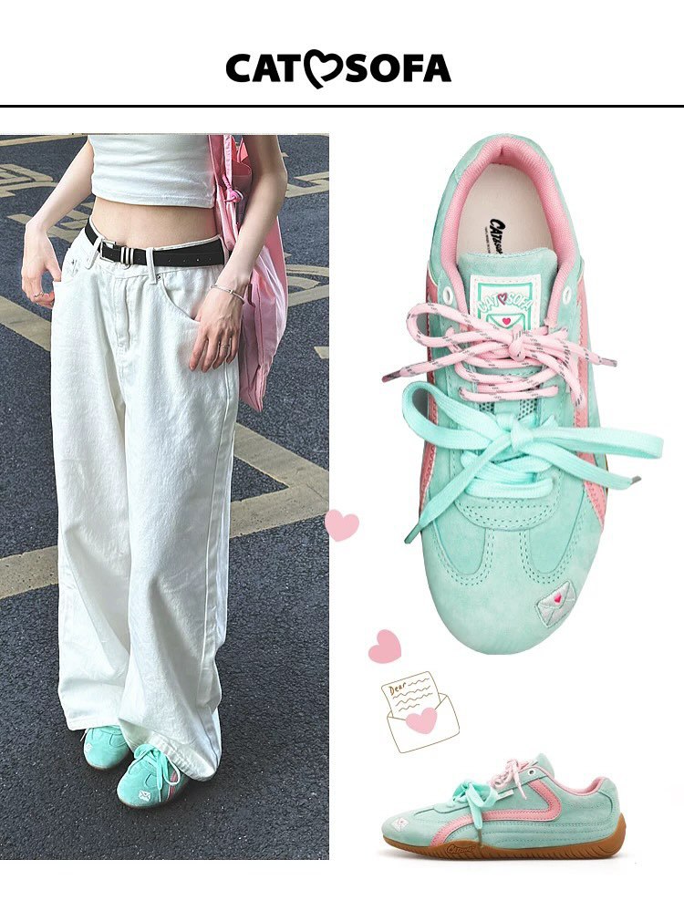 Retro Green Shoes Women All-match Racing Shoes