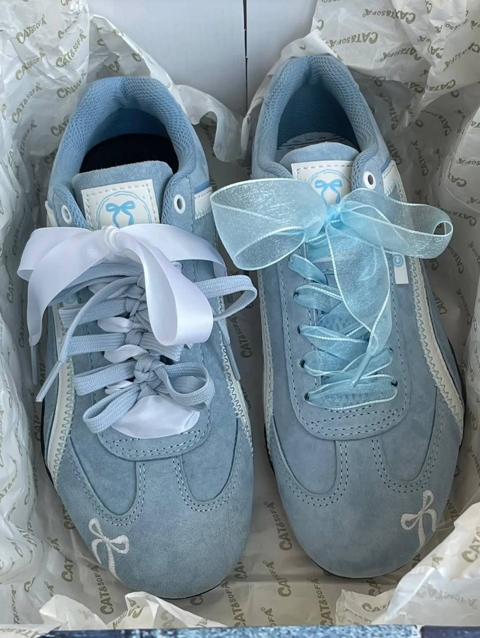 Retro Baby Blue Shoes Women All-match Racing Shoes