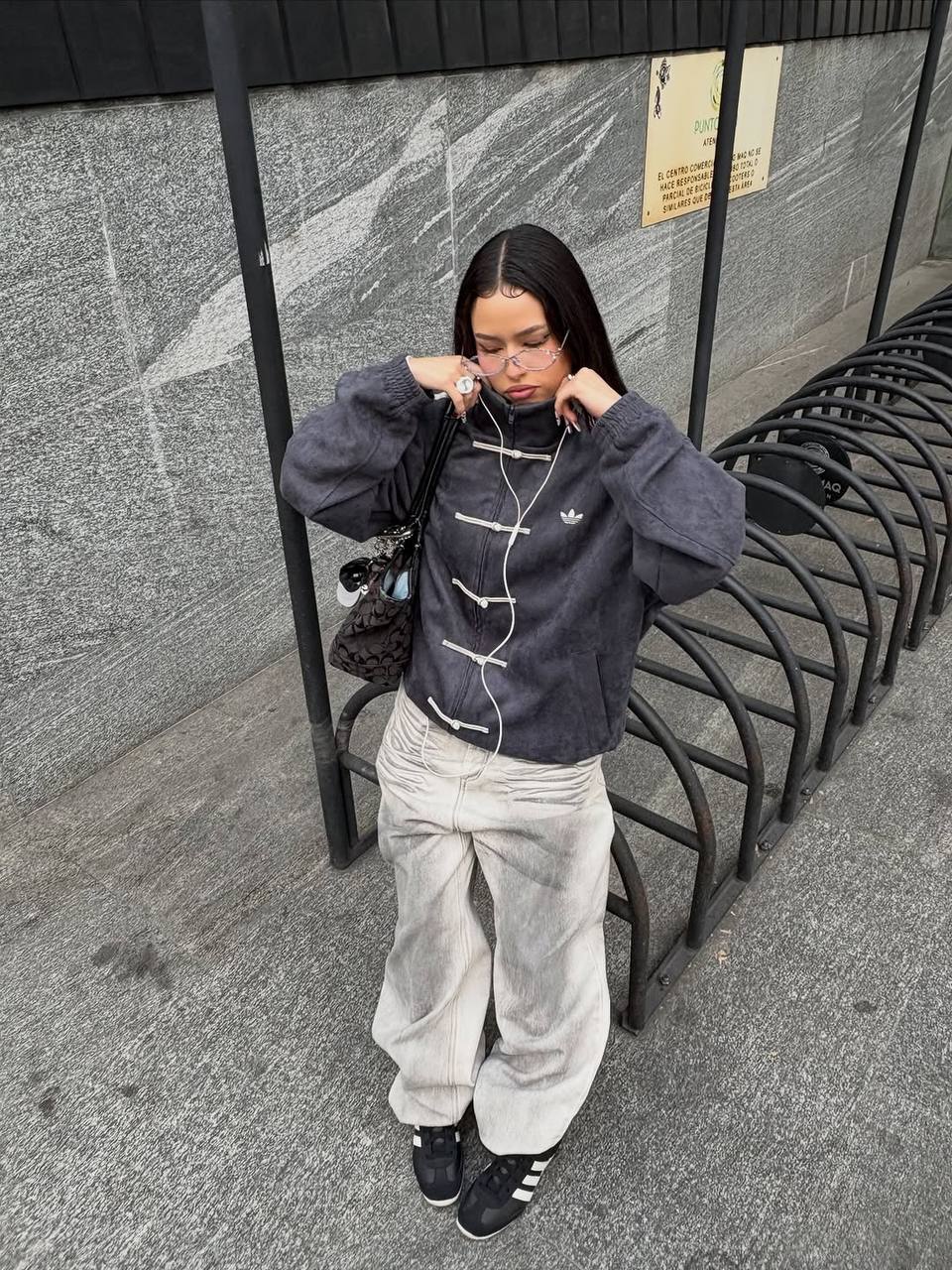 Smoky gray Suede Tang-Style Jacket