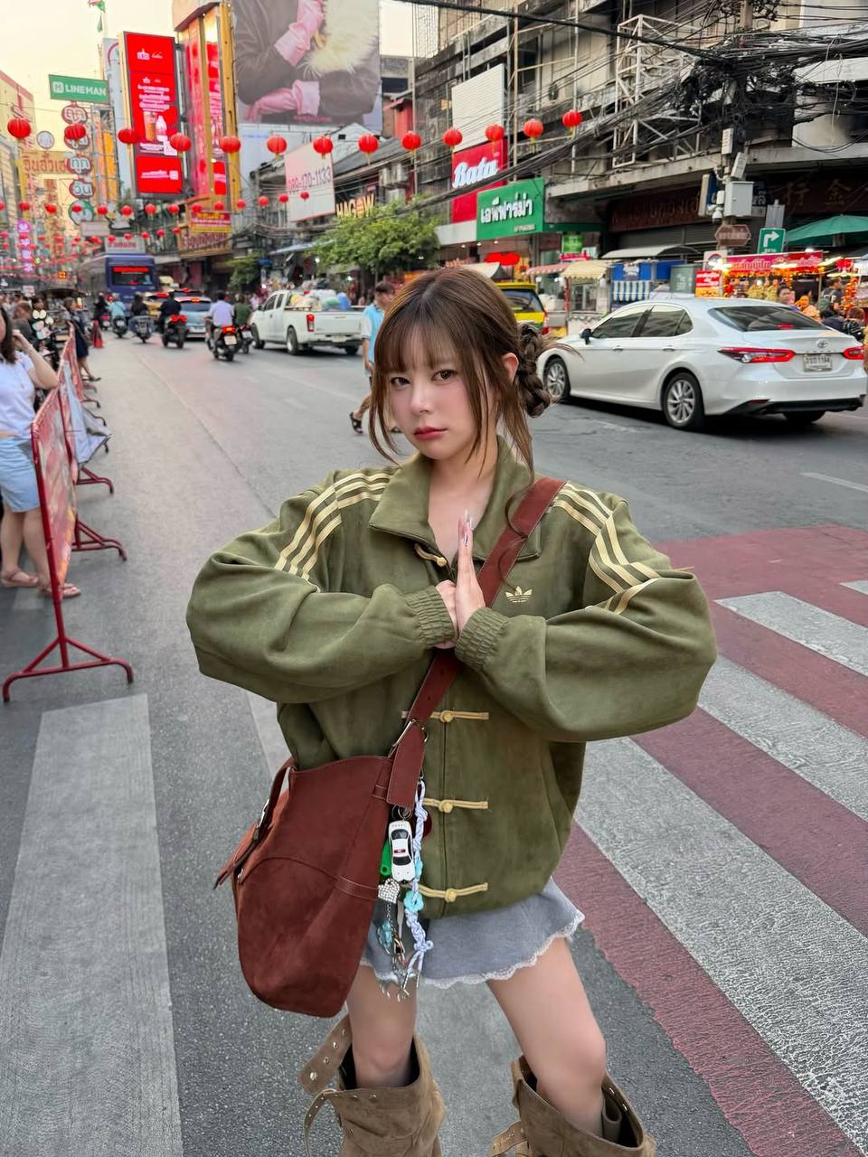 Army green Suede Tang-Style Jacket