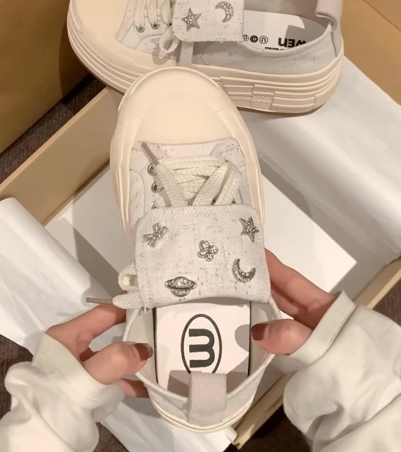 Thick-soled canvas for women low-top autumn and winter new style star shoes