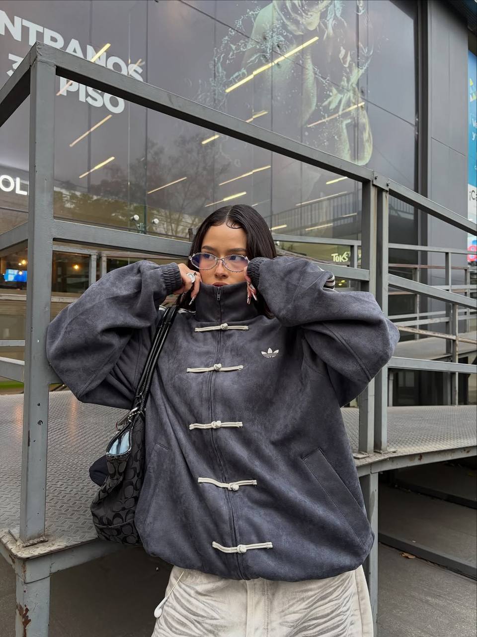 Smoky gray Suede Tang-Style Jacket