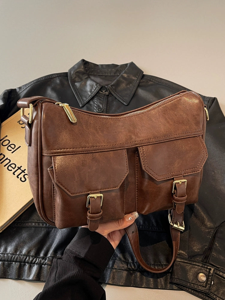 Shoulder Bag Women with Multi Pocket Handbag PU Leather Hobo Bag