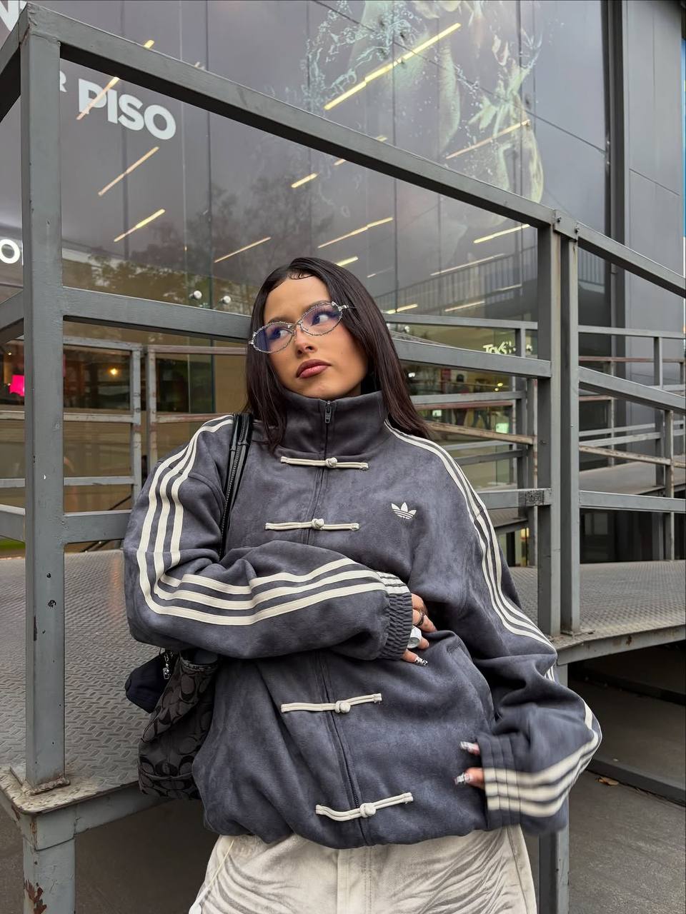 Smoky gray Suede Tang-Style Jacket