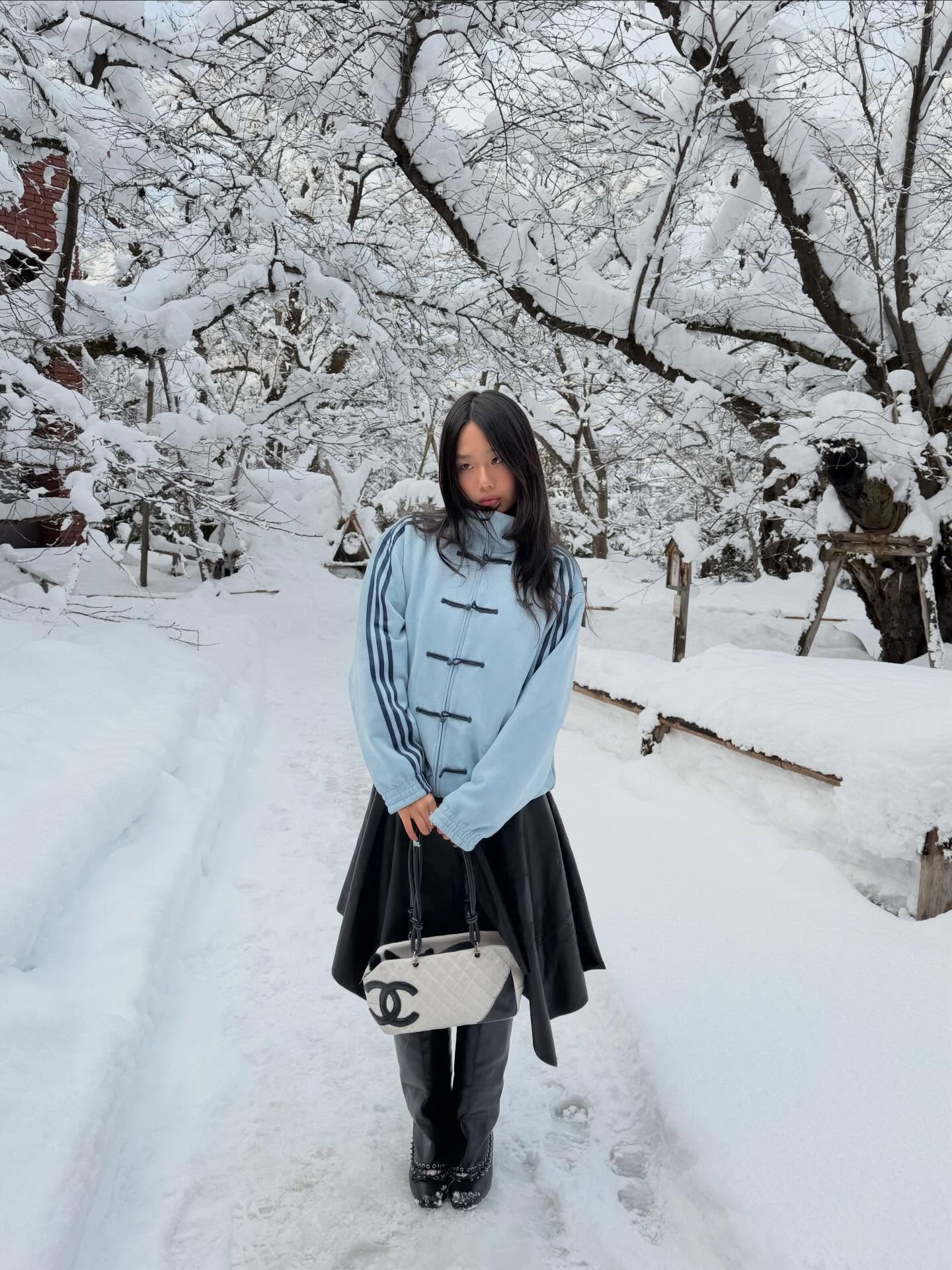 Baby blue Suede Tang-Style Jacket