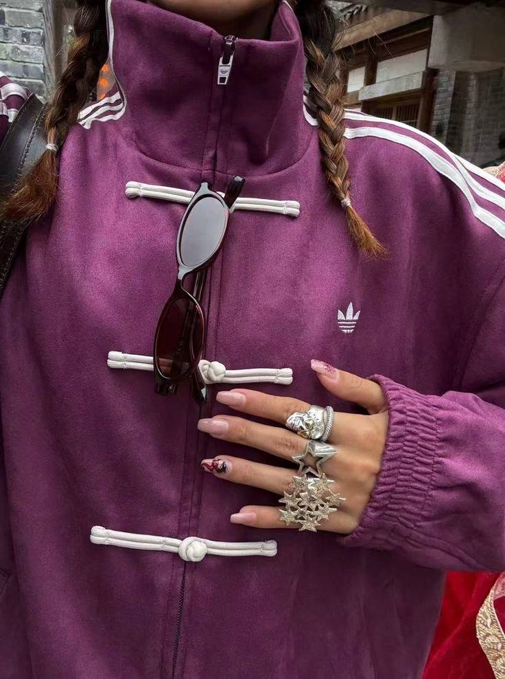 Deep purple Suede Tang-Style Jacket