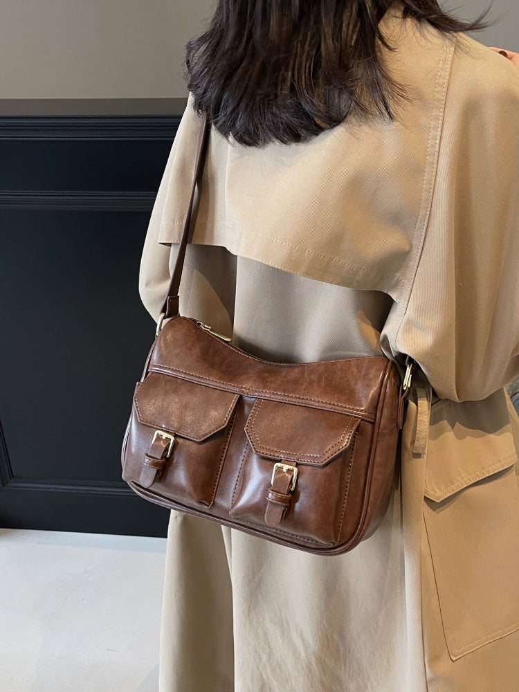 Shoulder Bag Women with Multi Pocket Handbag PU Leather Hobo Bag
