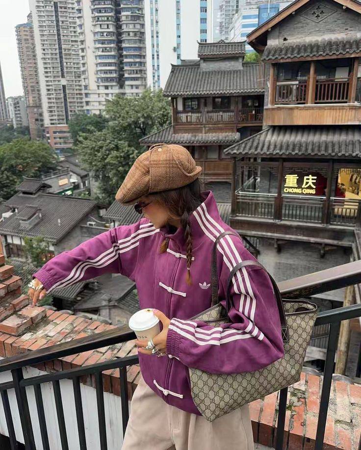 Deep purple Suede Tang-Style Jacket